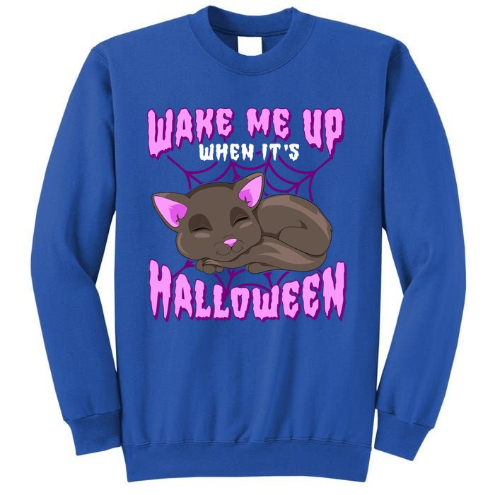 Wake Me Up When It's Halloween Black Cat Gift Sweatshirt