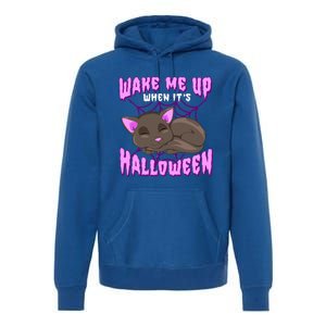 Wake Me Up When It's Halloween Black Cat Gift Premium Hoodie