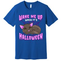 Wake Me Up When It's Halloween Black Cat Gift Premium T-Shirt