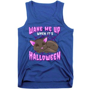 Wake Me Up When It's Halloween Black Cat Gift Tank Top