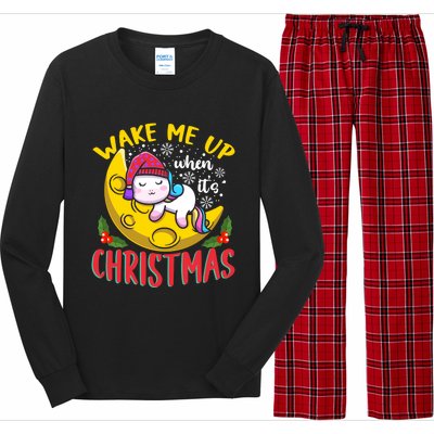 Wake Me Up For Christmas Pajama Christmas Gift Long Sleeve Pajama Set