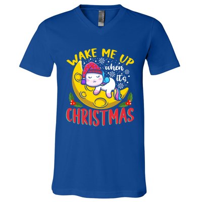 Wake Me Up For Christmas Pajama Christmas Gift V-Neck T-Shirt