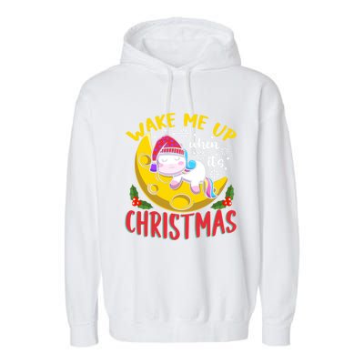 Wake Me Up For Christmas Pajama Christmas Gift Garment-Dyed Fleece Hoodie