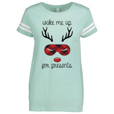 Wake Me Up For Presents Reindeer Sleeping Mask Christmas Cool Gift Enza Ladies Jersey Football T-Shirt