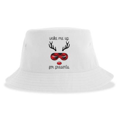 Wake Me Up For Presents Reindeer Sleeping Mask Christmas Cool Gift Sustainable Bucket Hat