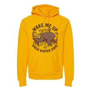 Wake Me Up When Winter Ends Sloth Premium Hoodie