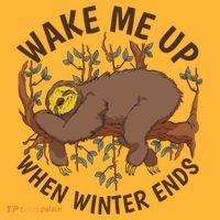 Wake Me Up When Winter Ends Sloth Pom Pom 12in Knit Beanie