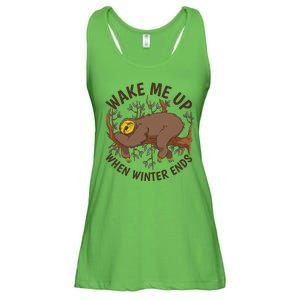 Wake Me Up When Winter Ends Sloth Ladies Essential Flowy Tank