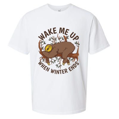 Wake Me Up When Winter Ends Sloth Sueded Cloud Jersey T-Shirt