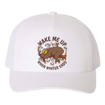 Wake Me Up When Winter Ends Sloth Yupoong Adult 5-Panel Trucker Hat