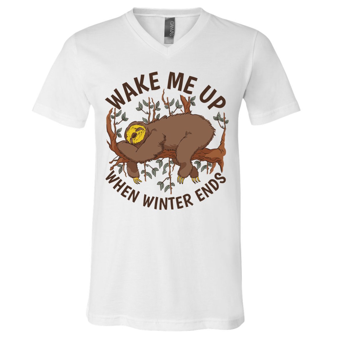 Wake Me Up When Winter Ends Sloth V-Neck T-Shirt