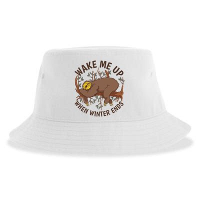 Wake Me Up When Winter Ends Sloth Sustainable Bucket Hat