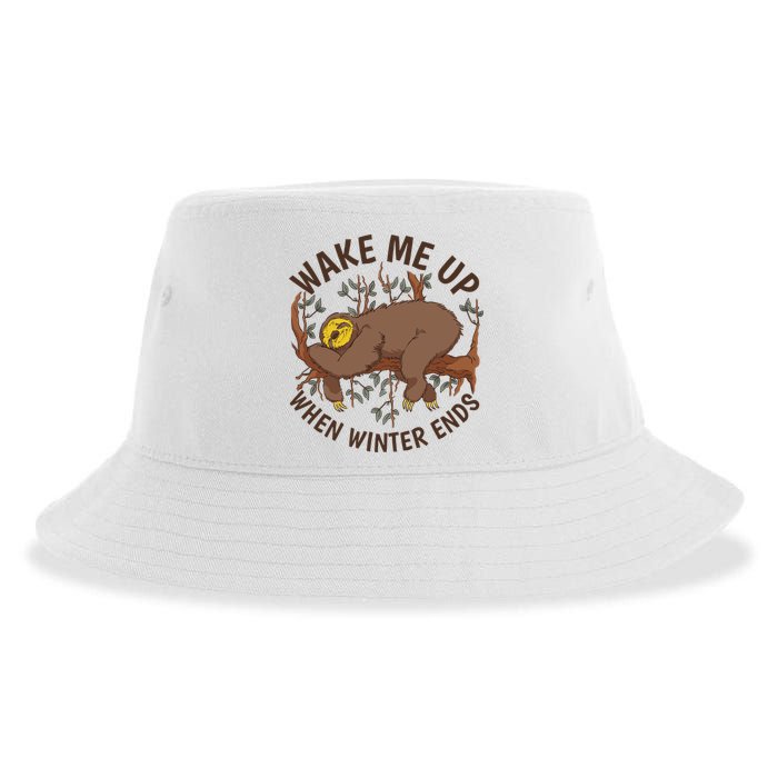 Wake Me Up When Winter Ends Sloth Sustainable Bucket Hat