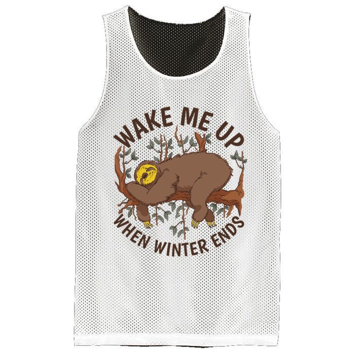 Wake Me Up When Winter Ends Sloth Mesh Reversible Basketball Jersey Tank