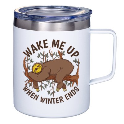 Wake Me Up When Winter Ends Sloth 12oz Stainless Steel Coffee Mug