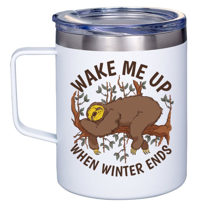 Wake Me Up When Winter Ends Sloth 12oz Stainless Steel Coffee Mug