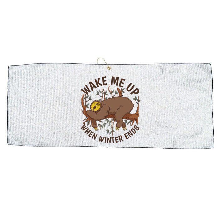 Wake Me Up When Winter Ends Sloth Large Microfiber Waffle Golf Towel