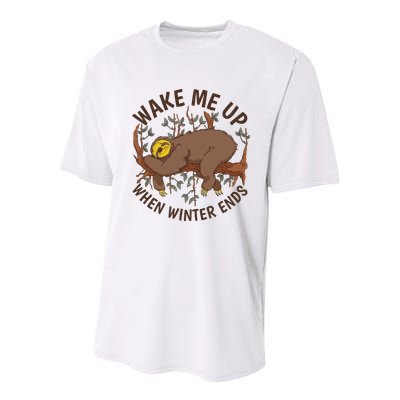 Wake Me Up When Winter Ends Sloth Youth Performance Sprint T-Shirt