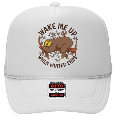 Wake Me Up When Winter Ends Sloth Trucker Hat