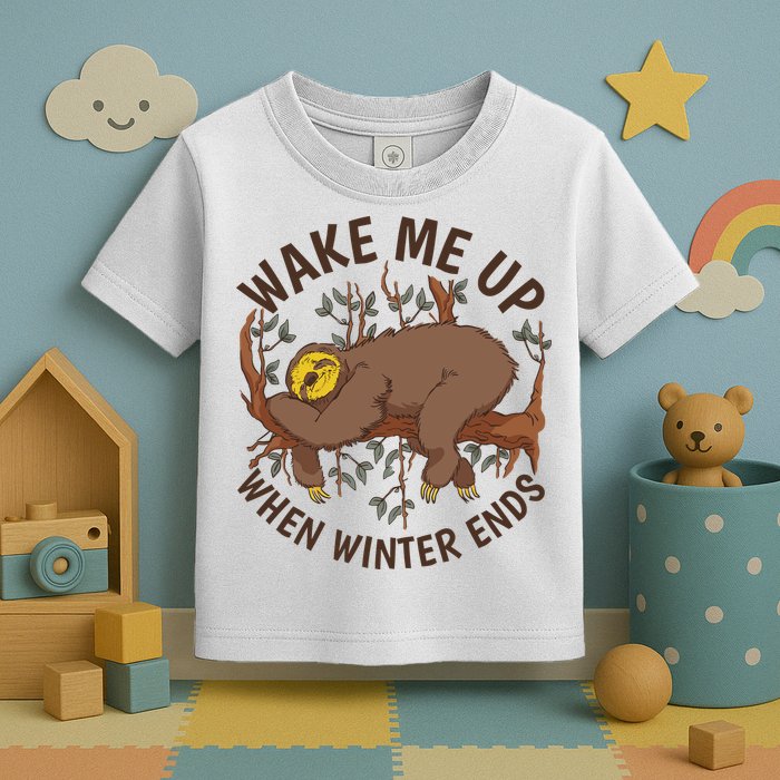 Wake Me Up When Winter Ends Sloth Toddler T-Shirt