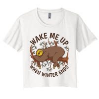 Wake Me Up When Winter Ends Sloth Crop Top
