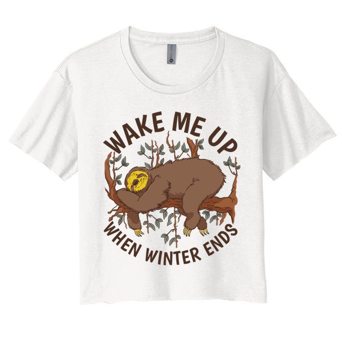 Wake Me Up When Winter Ends Sloth Crop Top