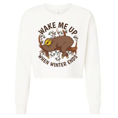 Wake Me Up When Winter Ends Sloth Cropped Pullover Crew