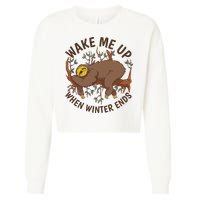 Wake Me Up When Winter Ends Sloth Cropped Pullover Crew