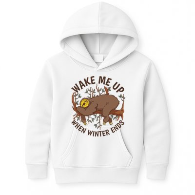 Wake Me Up When Winter Ends Sloth Kids Hoodie
