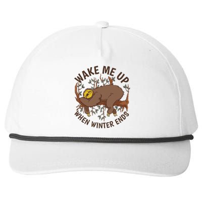 Wake Me Up When Winter Ends Sloth Snapback Five-Panel Rope Hat