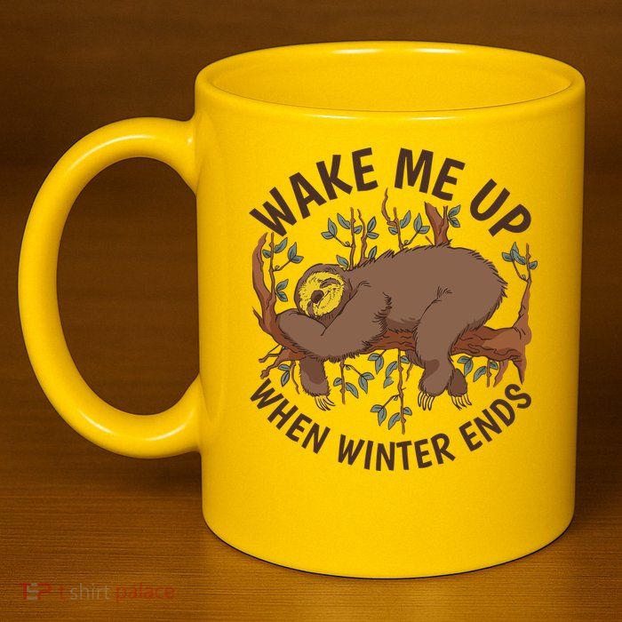 Wake Me Up When Winter Ends Sloth 11oz C Handle Ceramic Mug
