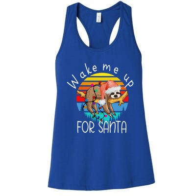 Wake Me Up For Santa Xmas Sloth Animal Accessories Decor Gift Women's Racerback Tank