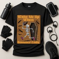 Wake Me Up When Summer Ends Funny Skeleton Running Halloween Performance Shirt