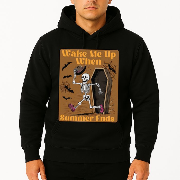 Wake Me Up When Summer Ends Funny Skeleton Running Halloween Hoodie