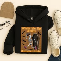 Wake Me Up When Summer Ends Funny Skeleton Running Halloween Hoodie