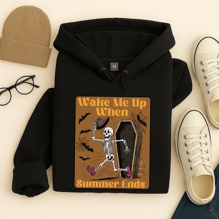 Wake Me Up When Summer Ends Funny Skeleton Running Halloween Hoodie