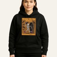Wake Me Up When Summer Ends Funny Skeleton Running Halloween Hoodie