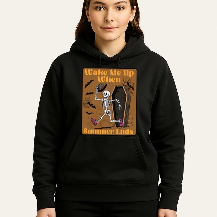 Wake Me Up When Summer Ends Funny Skeleton Running Halloween Hoodie