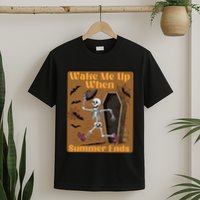 Wake Me Up When Summer Ends Funny Skeleton Running Halloween T-Shirt