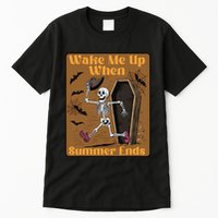 Wake Me Up When Summer Ends Funny Skeleton Running Halloween Tall T-Shirt