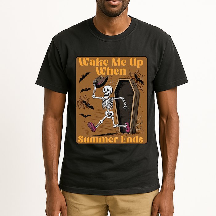 Wake Me Up When Summer Ends Funny Skeleton Running Halloween Tall T-Shirt