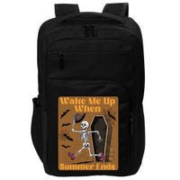 Wake Me Up When Summer Ends Funny Skeleton Running Halloween Impact Tech Backpack