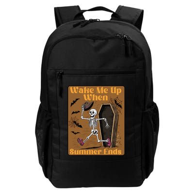 Wake Me Up When Summer Ends Funny Skeleton Running Halloween Backpack