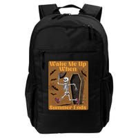 Wake Me Up When Summer Ends Funny Skeleton Running Halloween Backpack