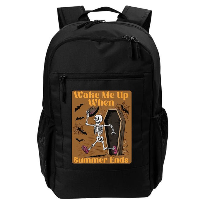 Wake Me Up When Summer Ends Funny Skeleton Running Halloween Backpack