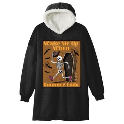 Wake Me Up When Summer Ends Funny Skeleton Running Halloween Hooded Wearable Blanket