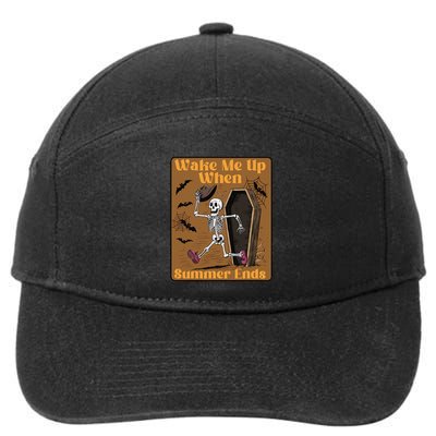 Wake Me Up When Summer Ends Funny Skeleton Running Halloween 7-Panel Snapback Hat