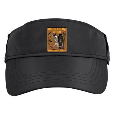 Wake Me Up When Summer Ends Funny Skeleton Running Halloween Adult Drive Performance Visor