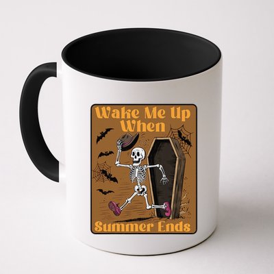 Wake Me Up When Summer Ends Funny Skeleton Running Halloween Mug