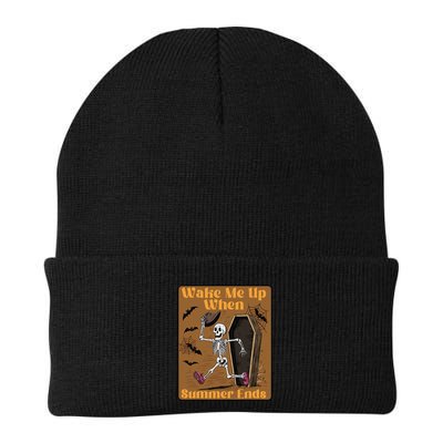 Wake Me Up When Summer Ends Funny Skeleton Running Halloween Beanie